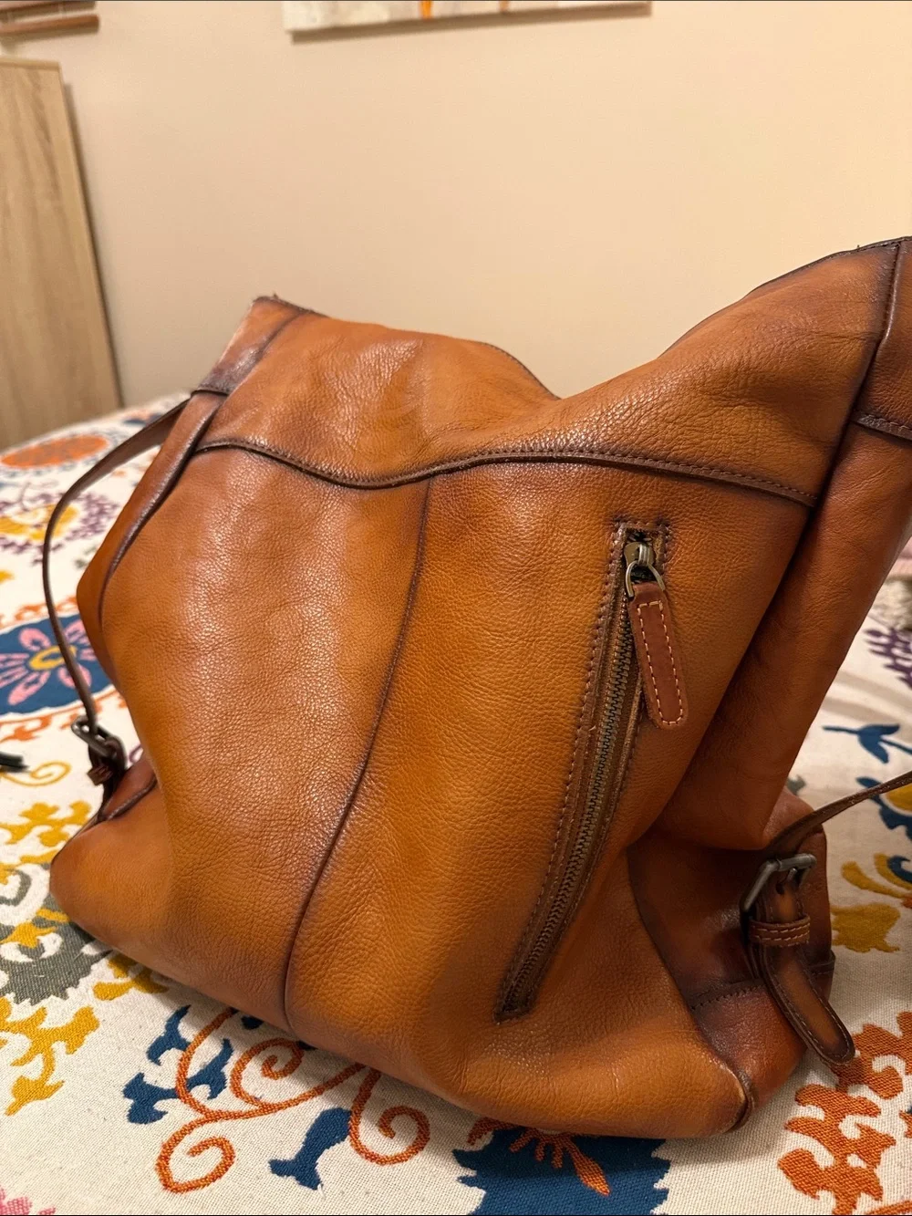 Leather “ballerina” large Hobo bag